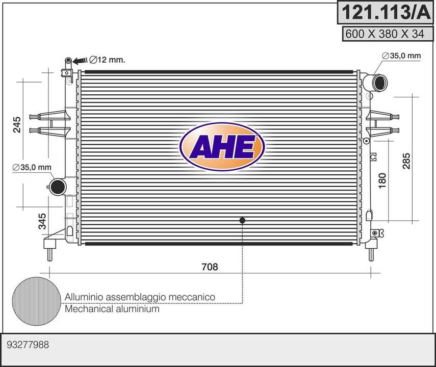 AHE 121.113/A Радіатор охолодження двигуна 121113A: Купити в Україні - Добра ціна на EXIST.UA!