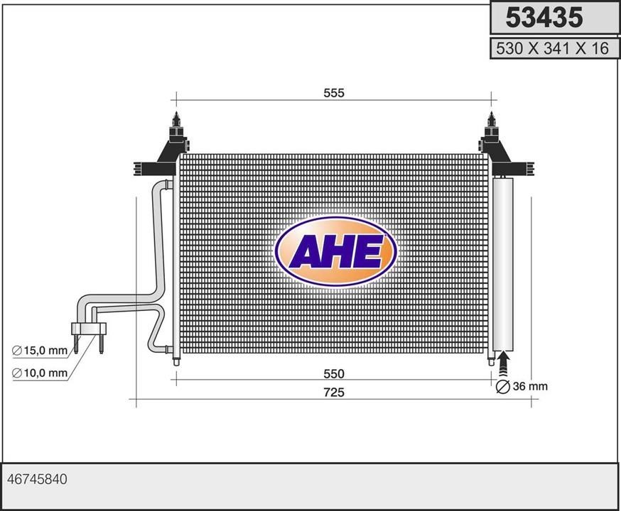 AHE 53435 Радіатор кондиціонера (Конденсатор) 53435: Купити в Україні - Добра ціна на EXIST.UA!