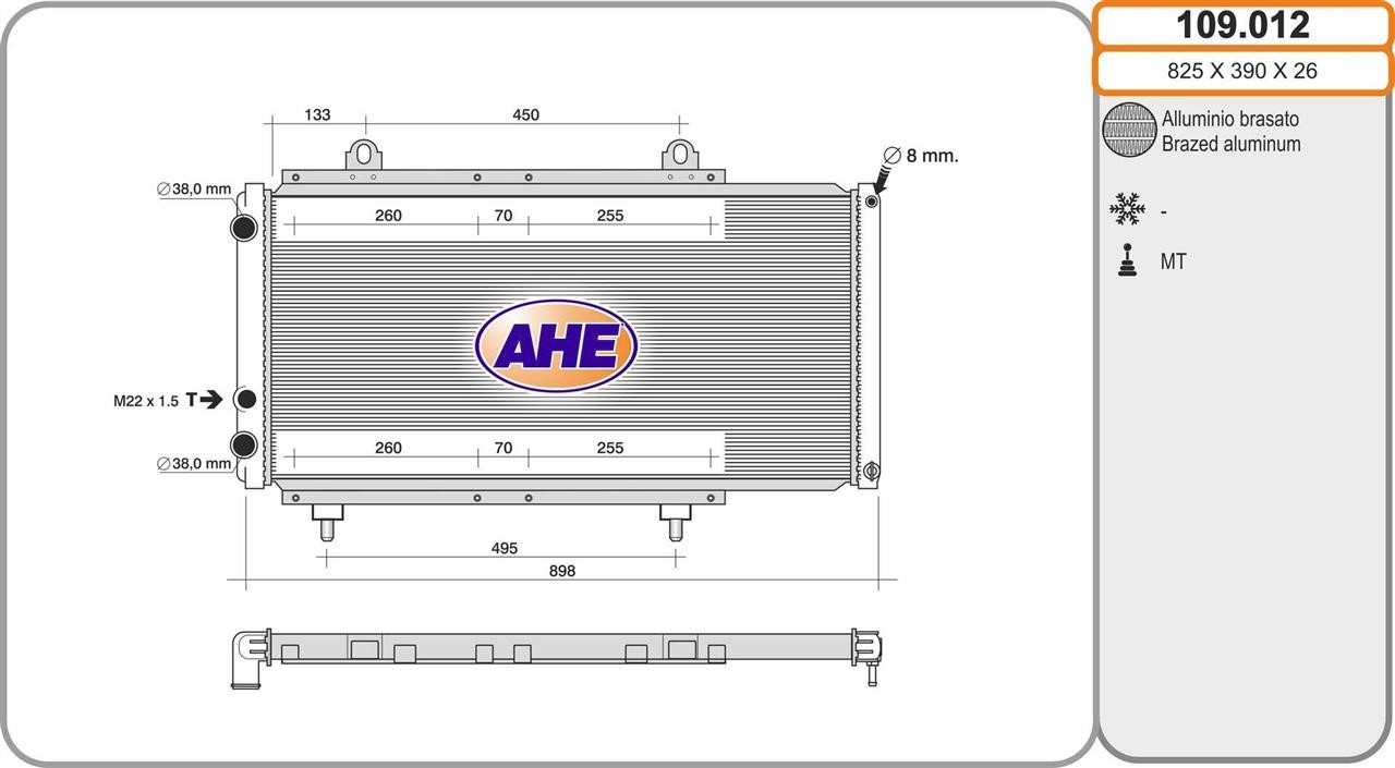 AHE 109.012 Радіатор охолодження двигуна 109012: Приваблива ціна - Купити в Україні на EXIST.UA!