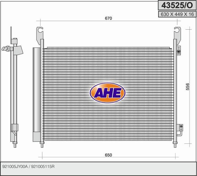 AHE 43525/O Радіатор кондиціонера (Конденсатор) 43525O: Купити в Україні - Добра ціна на EXIST.UA!