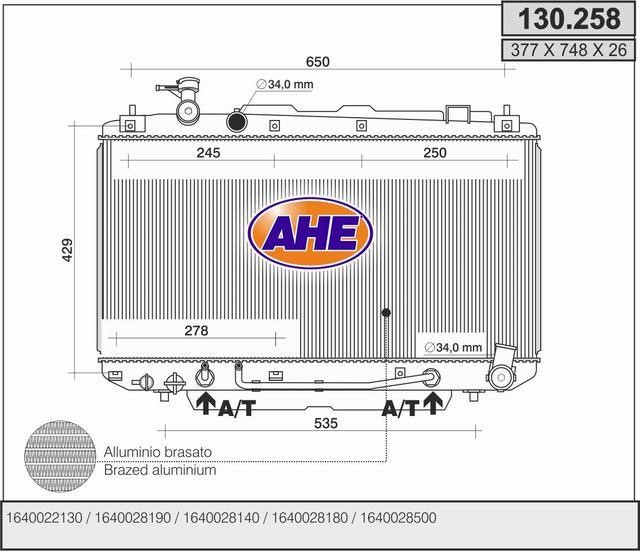 AHE 130.258 Радіатор охолодження двигуна 130258: Купити в Україні - Добра ціна на EXIST.UA!