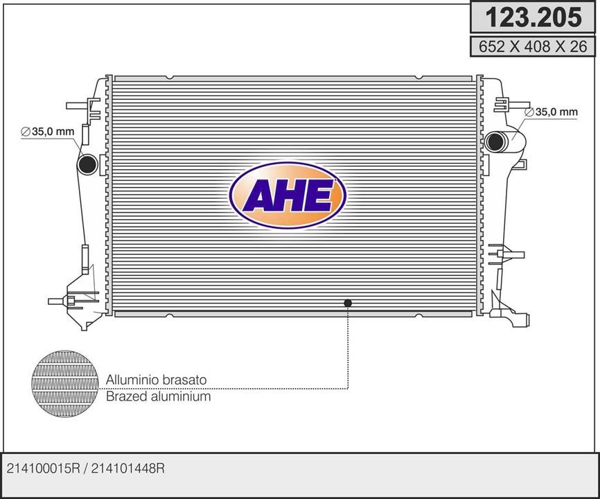 AHE 123.205 Радіатор охолодження двигуна 123205: Купити в Україні - Добра ціна на EXIST.UA!