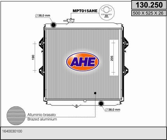 AHE 130.250 Радіатор охолодження двигуна 130250: Купити в Україні - Добра ціна на EXIST.UA!