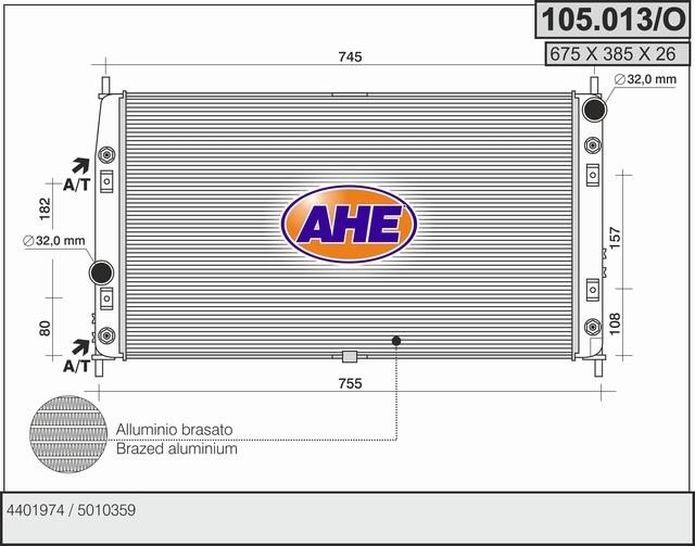 AHE 105.013/O Радіатор охолодження двигуна 105013O: Купити в Україні - Добра ціна на EXIST.UA!