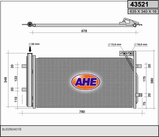 AHE 43521 Радіатор кондиціонера (Конденсатор) 43521: Купити в Україні - Добра ціна на EXIST.UA!