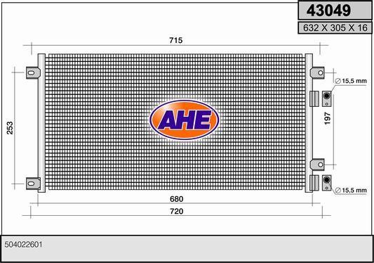 AHE 43049 Радіатор кондиціонера (Конденсатор) 43049: Купити в Україні - Добра ціна на EXIST.UA!