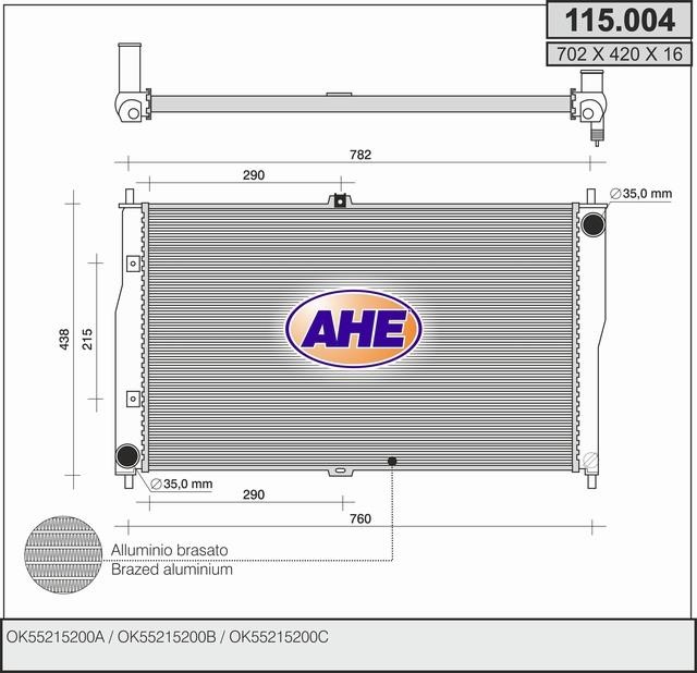 AHE 115.004 Радіатор охолодження двигуна 115004: Купити в Україні - Добра ціна на EXIST.UA!