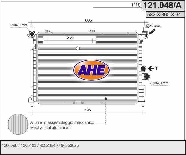 AHE 121.048/A Радіатор охолодження двигуна 121048A: Купити в Україні - Добра ціна на EXIST.UA!