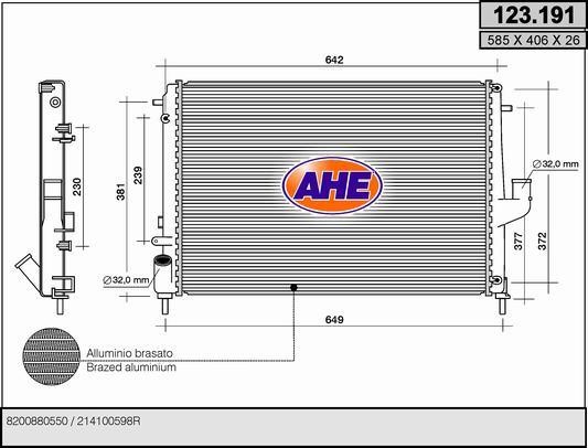 AHE 123.191 Радіатор охолодження двигуна 123191: Купити в Україні - Добра ціна на EXIST.UA!