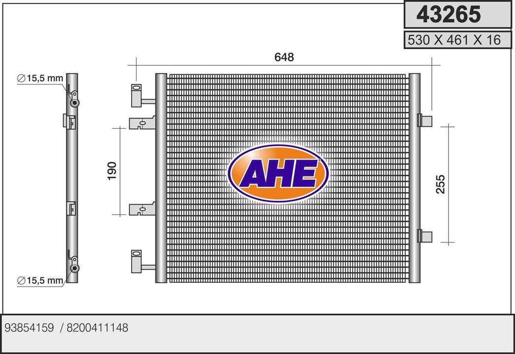AHE 43265 Радіатор кондиціонера (Конденсатор) 43265: Купити в Україні - Добра ціна на EXIST.UA!