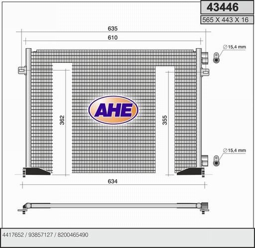 AHE 43446 Радіатор кондиціонера (Конденсатор) 43446: Купити в Україні - Добра ціна на EXIST.UA!