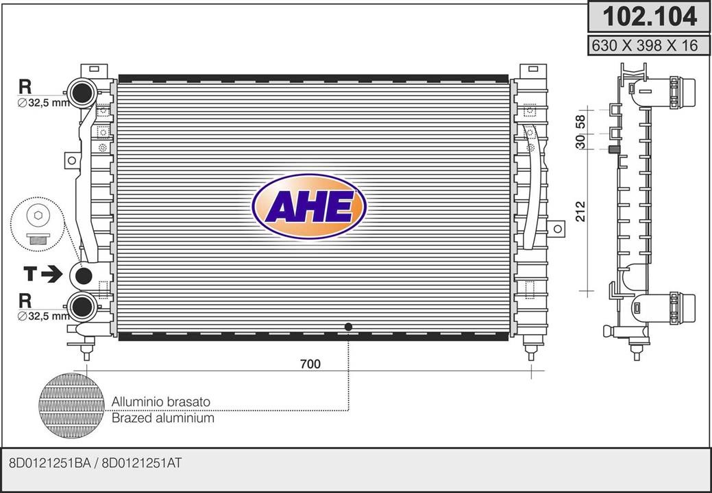AHE 102.104 Радіатор охолодження двигуна 102104: Купити в Україні - Добра ціна на EXIST.UA!