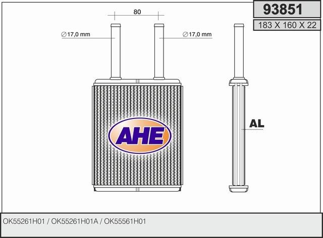 AHE 93851 Радіатор опалювача салону 93851: Приваблива ціна - Купити в Україні на EXIST.UA!