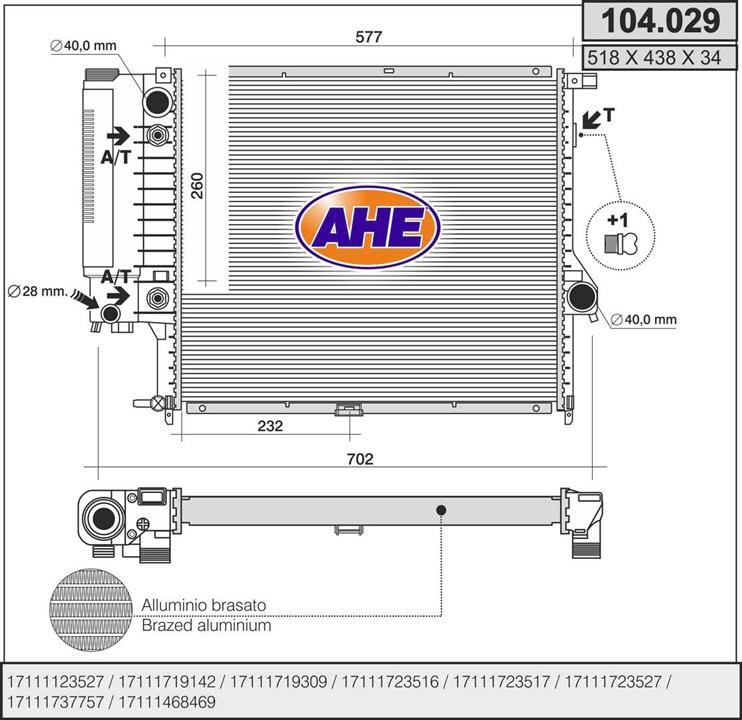 AHE 104.029 Радіатор охолодження двигуна 104029: Купити в Україні - Добра ціна на EXIST.UA!