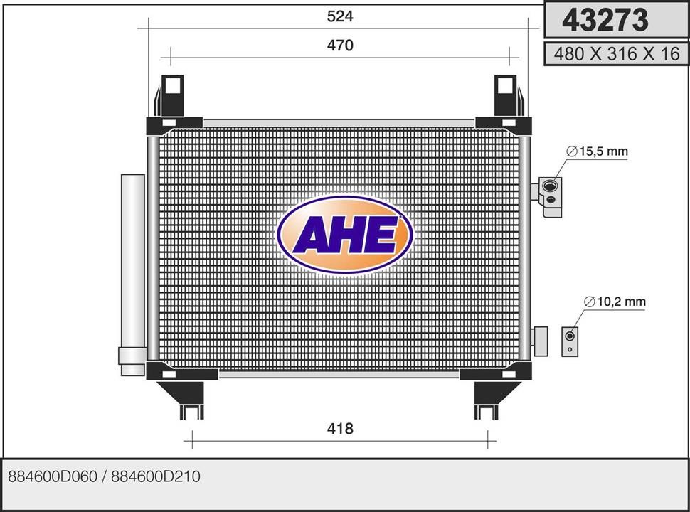 AHE 43273 Радіатор кондиціонера (Конденсатор) 43273: Купити в Україні - Добра ціна на EXIST.UA!