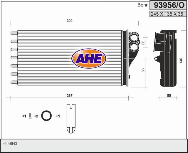 AHE 93956/O Радіатор опалювача салону 93956O: Купити в Україні - Добра ціна на EXIST.UA!
