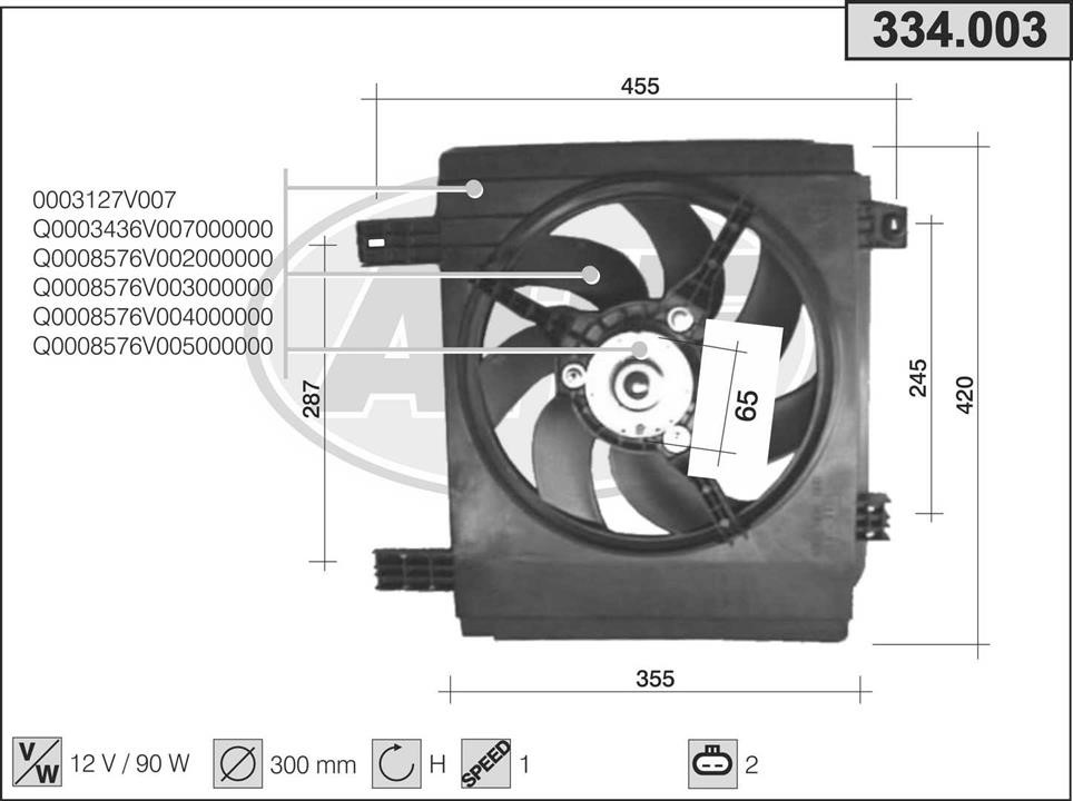 AHE 334.003 Вентилятор, система охолодження двигуна 334003: Купити в Україні - Добра ціна на EXIST.UA!