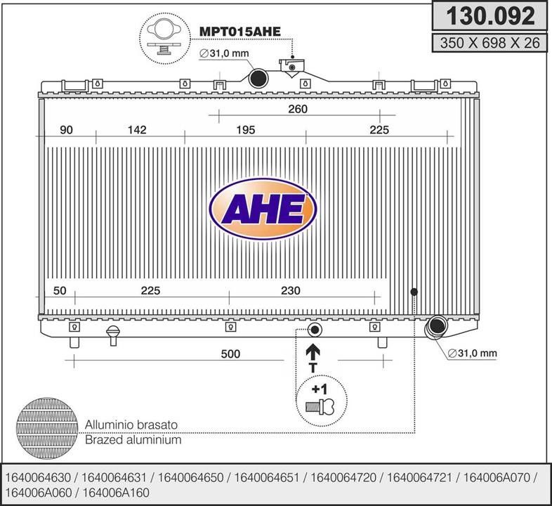 AHE 130.092 Радіатор охолодження двигуна 130092: Приваблива ціна - Купити в Україні на EXIST.UA!