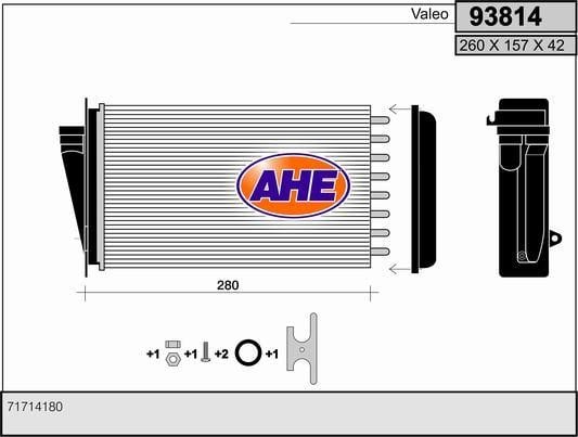 AHE 93814 Радіатор опалювача салону 93814: Купити в Україні - Добра ціна на EXIST.UA!