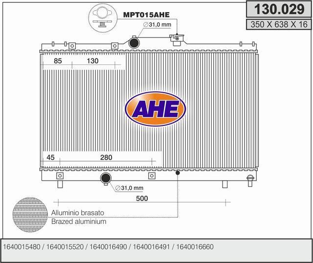 AHE 130.029 Радіатор охолодження двигуна 130029: Купити в Україні - Добра ціна на EXIST.UA!