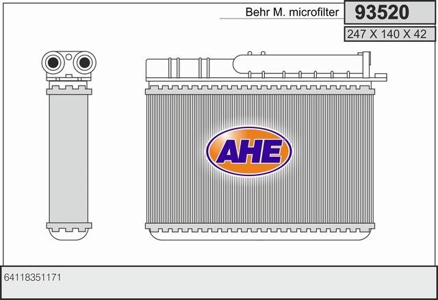 AHE 93520 Радіатор опалювача салону 93520: Купити в Україні - Добра ціна на EXIST.UA!