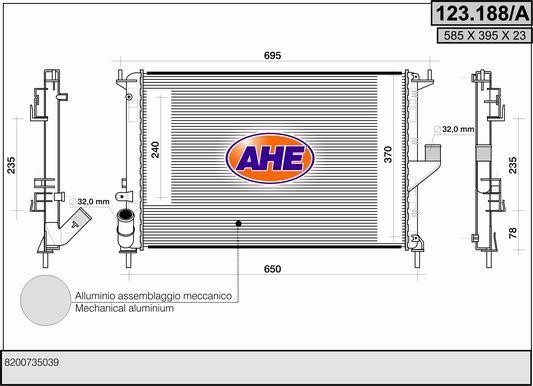 AHE 123.188/A Радіатор охолодження двигуна 123188A: Купити в Україні - Добра ціна на EXIST.UA!