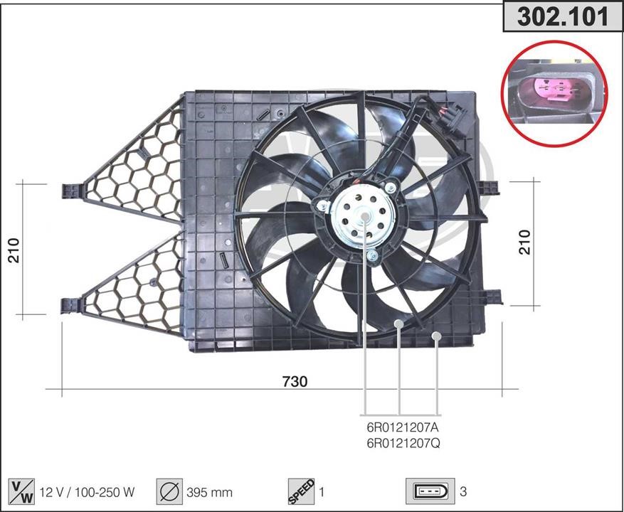 AHE 302.101 Вентилятор, система охолодження двигуна 302101: Купити в Україні - Добра ціна на EXIST.UA!