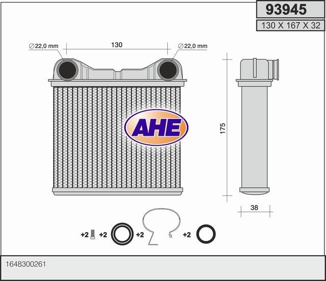 AHE 93945 Радіатор опалювача салону 93945: Купити в Україні - Добра ціна на EXIST.UA!
