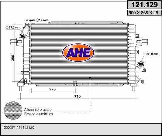 AHE 121.129 Радіатор охолодження двигуна 121129: Приваблива ціна - Купити в Україні на EXIST.UA!