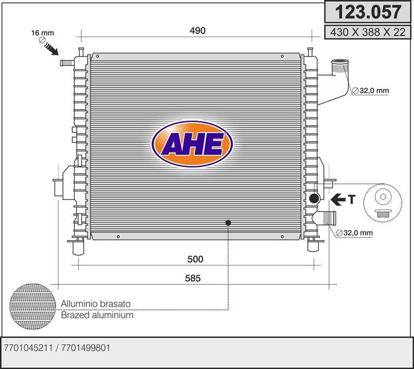 AHE 123.057 Радіатор охолодження двигуна 123057: Купити в Україні - Добра ціна на EXIST.UA!