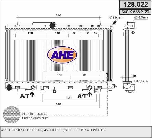 AHE 128.022 Радіатор охолодження двигуна 128022: Купити в Україні - Добра ціна на EXIST.UA!