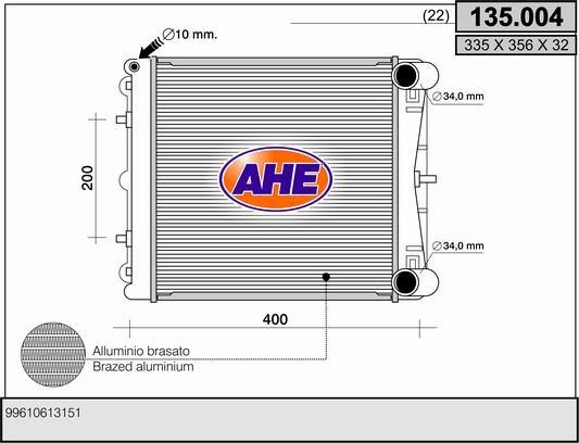 AHE 135.004 Радіатор охолодження двигуна 135004: Купити в Україні - Добра ціна на EXIST.UA!