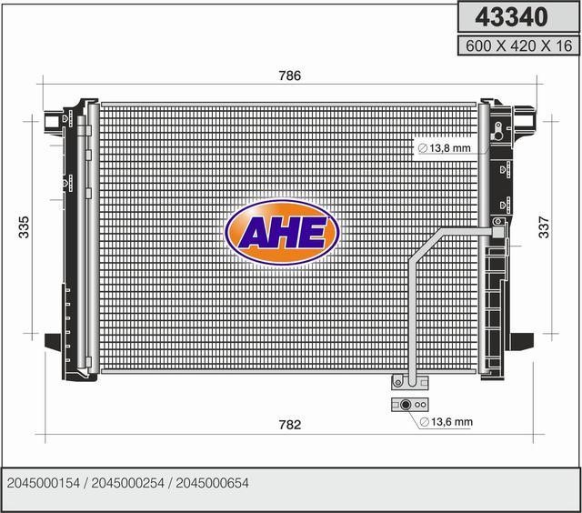 AHE 43340 Радіатор кондиціонера (Конденсатор) 43340: Купити в Україні - Добра ціна на EXIST.UA!