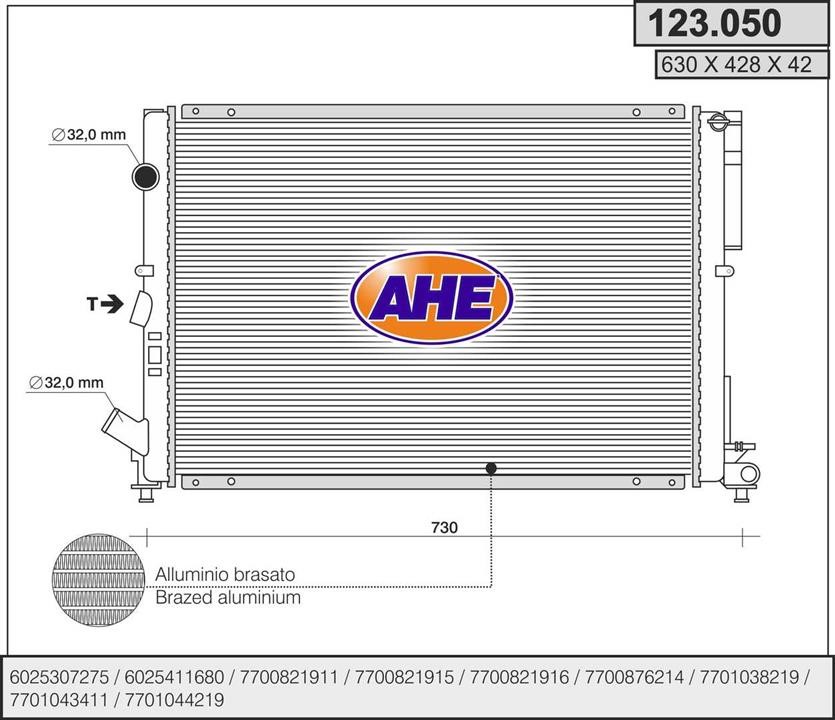 AHE 123.050 Радіатор охолодження двигуна 123050: Приваблива ціна - Купити в Україні на EXIST.UA!
