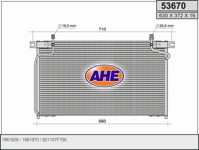 AHE 53670 Радіатор кондиціонера (Конденсатор) 53670: Купити в Україні - Добра ціна на EXIST.UA!