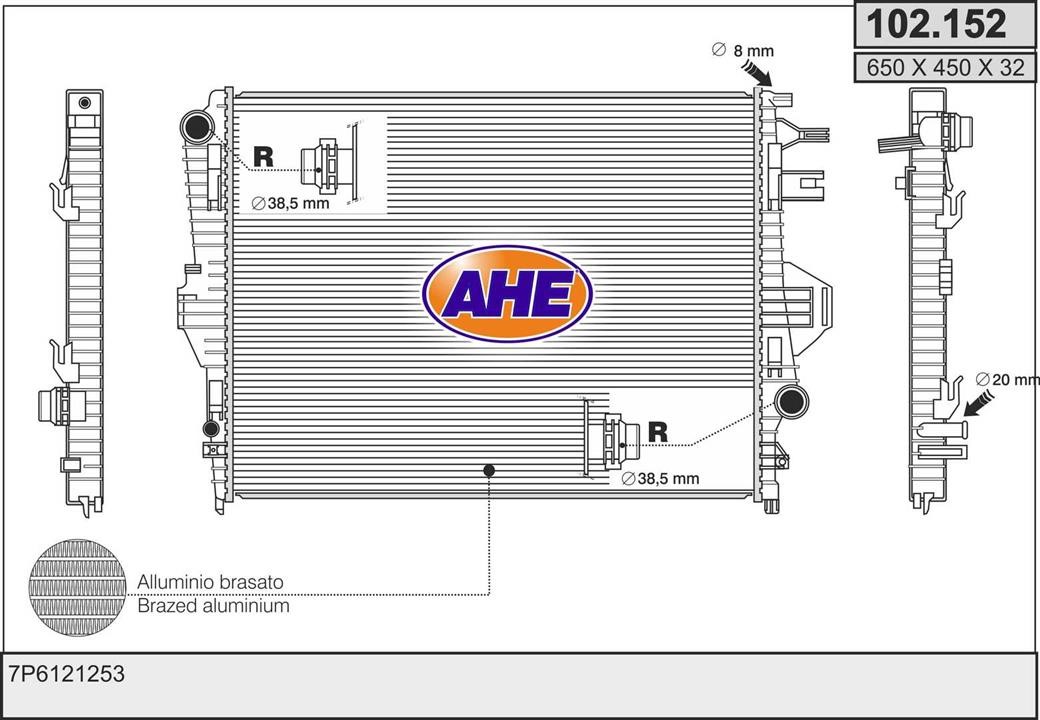 AHE 102.152 Радіатор, система охолодження двигуна 102152: Купити в Україні - Добра ціна на EXIST.UA!