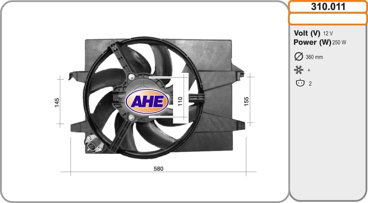 AHE 310.011 Вентилятор, система охолодження двигуна 310011: Купити в Україні - Добра ціна на EXIST.UA!