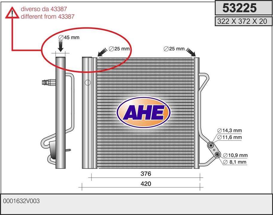 AHE 53225 Радіатор кондиціонера (Конденсатор) 53225: Купити в Україні - Добра ціна на EXIST.UA!