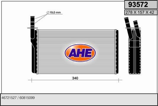 AHE 93572 Радіатор опалювача салону 93572: Купити в Україні - Добра ціна на EXIST.UA!