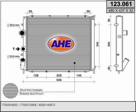 AHE 123.061 Радіатор охолодження двигуна 123061: Купити в Україні - Добра ціна на EXIST.UA!