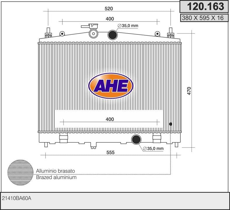 AHE 120.163 Радіатор охолодження двигуна 120163: Купити в Україні - Добра ціна на EXIST.UA!
