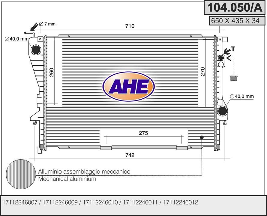 AHE 104.050/A Радіатор охолодження двигуна 104050A: Купити в Україні - Добра ціна на EXIST.UA!