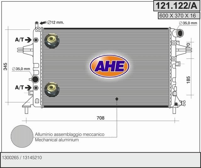 AHE 121122/A Радіатор охолодження двигуна 121122A: Купити в Україні - Добра ціна на EXIST.UA!