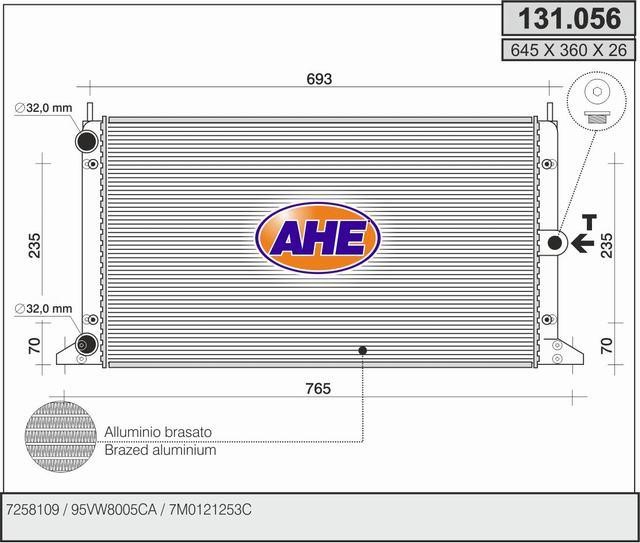 AHE 131.056 Радіатор охолодження двигуна 131056: Купити в Україні - Добра ціна на EXIST.UA!