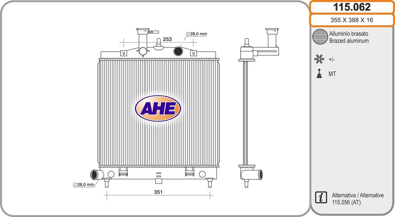 AHE 115.062 Радіатор, система охолодження двигуна 115062: Купити в Україні - Добра ціна на EXIST.UA!