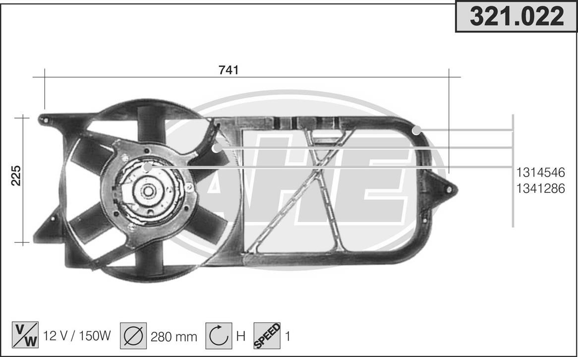 AHE 321.022 Вентилятор, система охолодження двигуна 321022: Купити в Україні - Добра ціна на EXIST.UA!