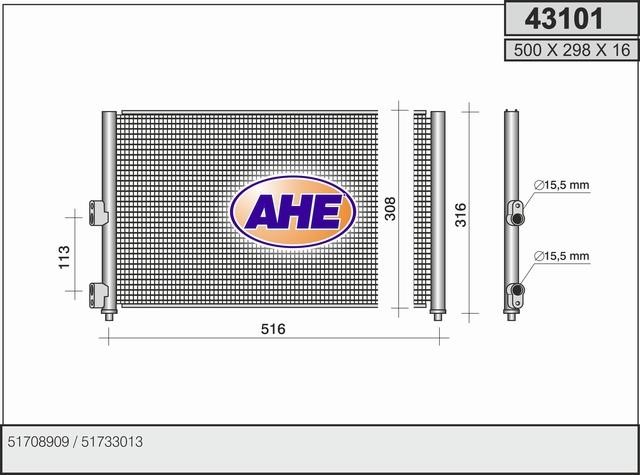 AHE 43101 Радіатор кондиціонера (Конденсатор) 43101: Купити в Україні - Добра ціна на EXIST.UA!