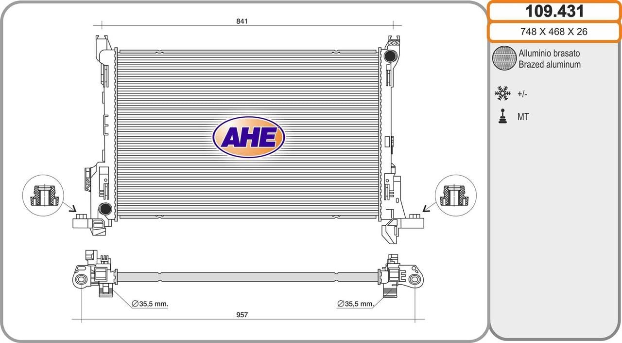 AHE 109.431 Радіатор, система охолодження двигуна 109431: Купити в Україні - Добра ціна на EXIST.UA!