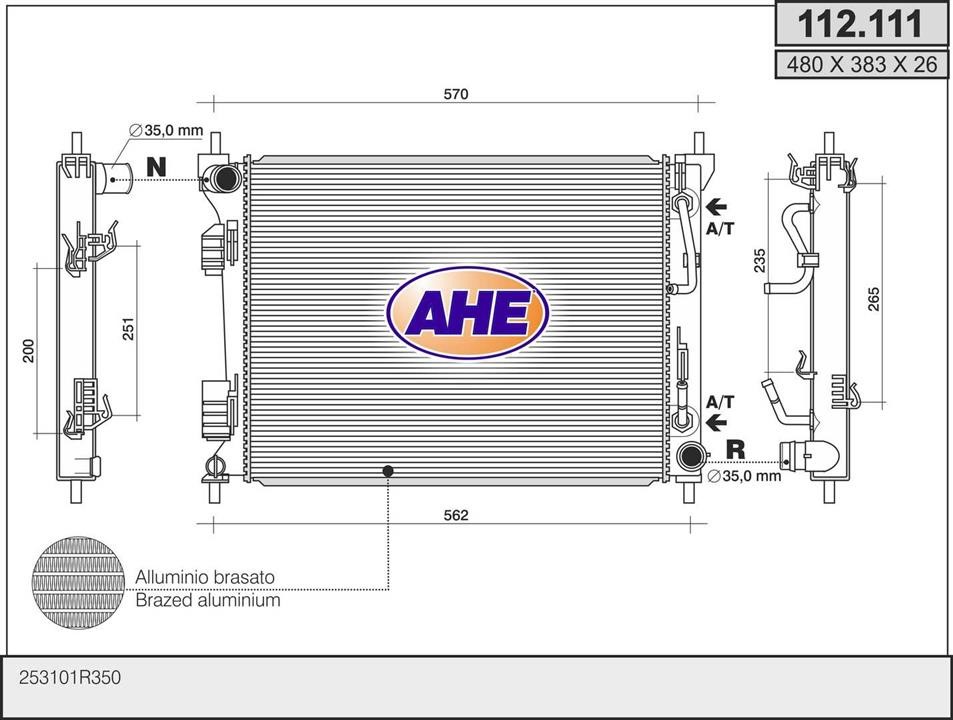 AHE 112.111 Радіатор, система охолодження двигуна 112111: Купити в Україні - Добра ціна на EXIST.UA!