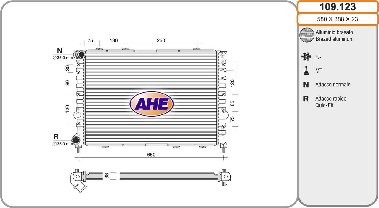 AHE 109.123 Радіатор охолодження двигуна 109123: Купити в Україні - Добра ціна на EXIST.UA!